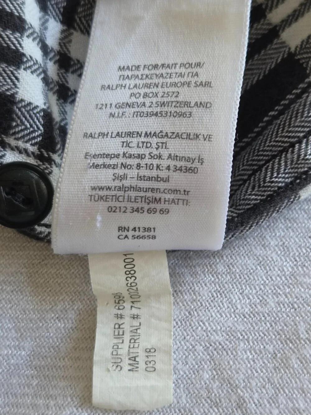 Polo Ralph Lauren XXL Black Ivory Plaid Cotton Utility Shirt Men's 2 Pocket